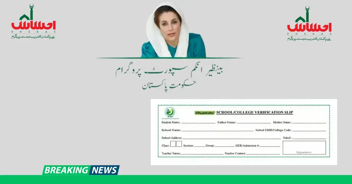 Latest Update Taleemi Wazaif Program School Verification Form 